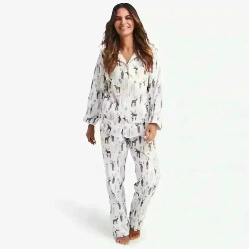 COMPANY STORE Cotton Flannel Women's Winter Pajama Set - Small